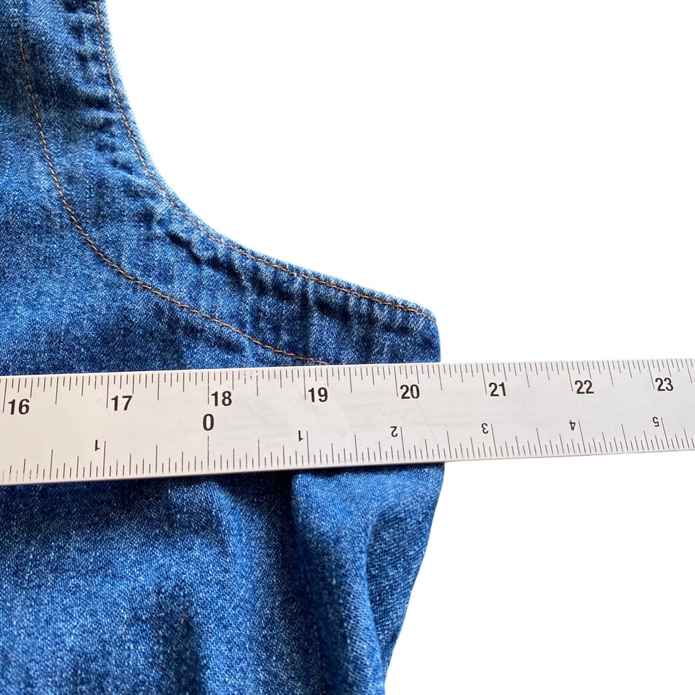 Faded Glory Vintage Denim Jumper Dress Large Blue Cotton Button Front 90s y2k - Picture 7 of 9